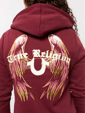 METALLIC WING HORSESHOE ZIP HOODIE