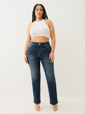 PLUS BILLIE HIGH RISE FLAP STRAIGHT JEAN
