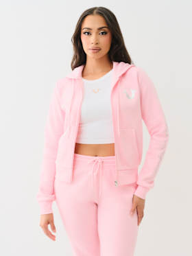 CRYSTAL SCRIPT LOGO ZIP HOODIE