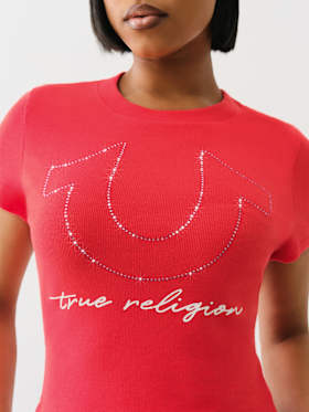 RIBBED CRYSTAL HORSESHOE BABY TEE