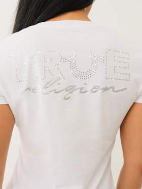 CRYSTAL OUTLINE V NECK TEE