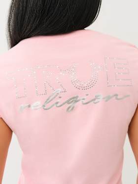 CRYSTAL OUTLINE V NECK TEE