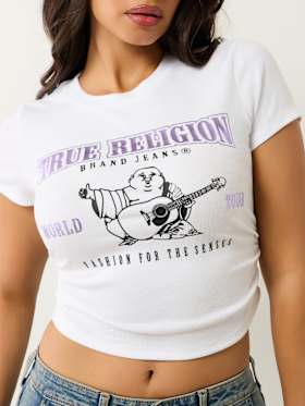 RUCHED METALLIC LOGO BABY TEE