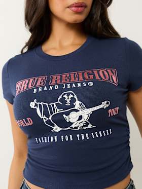 RUCHED METALLIC LOGO BABY TEE