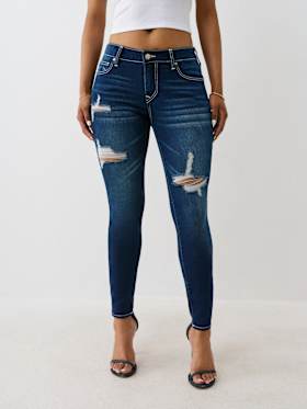 JENNIE MID RISE DISTRESSED CURVY SKINNY JEAN
