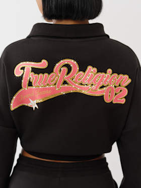 VARSITY HALF ZIP SWEATER