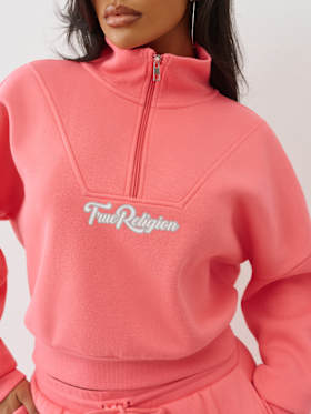 VARSITY HALF ZIP SWEATER