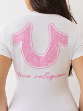 BANDANA HORSESHOE V NECK TEE