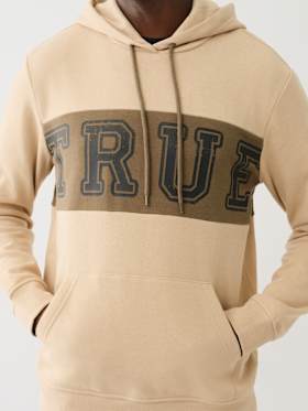 CONTRAST PANEL LOGO HOODIE