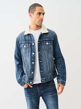  SHERPA COLLAR DENIM TRUCKER JACKET