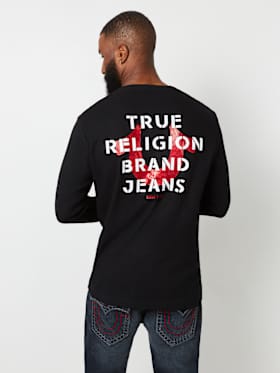 LOGO LONG SLEEVE RIBBED HENLEY TEE