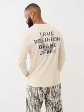 LOGO LONG SLEEVE RIBBED HENLEY TEE