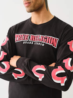 REPEATED HORSESHOE LONG SLEEVE TEE