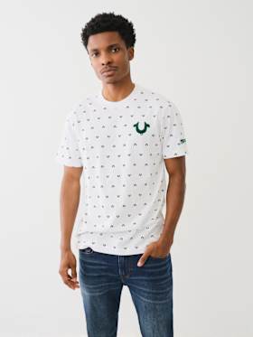 FLOCKED HORSESHOE LOGO PRINT TEE