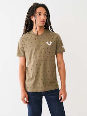 FLOCKED HORSESHOE LOGO PRINT TEE