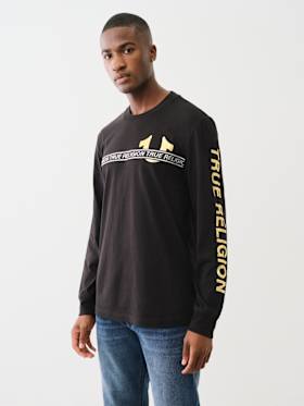 METALLIC TAPING LONG SLEEVE TEE
