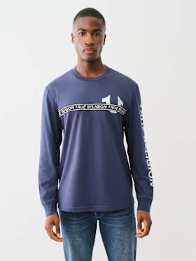 METALLIC TAPING LONG SLEEVE TEE