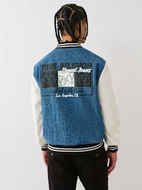 BUDDHA DENIM VARSITY JACKET