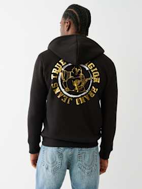 METALLIC LOGO ZIP HOODIE