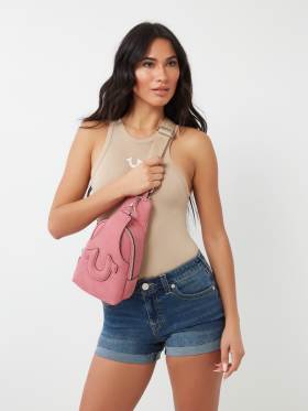 FAUX SUEDE STITCHED SLING BAG