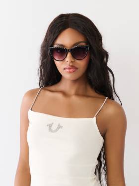 CRYSTAL CAT EYE SUNGLASSES