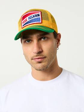 PATCH LOGO COLORBLOCK MESH TRUCKER HAT