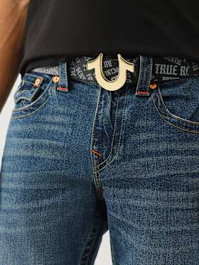 ALLOVER LOGO HORSESHOE BUCKLE BELT