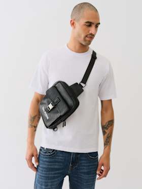 METAL CLASP LOGO SLING BAG