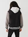 FLEECE HOODED VARSITY JACKET