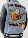 QUILTED DENIM VARSITY JACKET