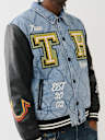 QUILTED DENIM VARSITY JACKET