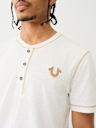 CONTRAST STITCH SLUB HENLEY TEE