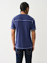 CONTRAST STITCH SLUB HENLEY TEE