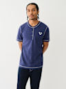 CONTRAST STITCH SLUB HENLEY TEE