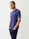 CONTRAST STITCH SLUB HENLEY TEE