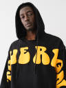 PUFF PRINT RAW HEM HOODIE