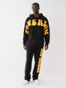 PUFF PRINT RAW HEM HOODIE