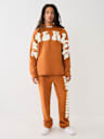 PUFF PRINT RAW HEM HOODIE