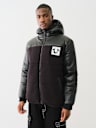 SHERPA FAUX LEATHER PUFFER JACKET