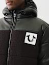 SHERPA FAUX LEATHER PUFFER JACKET