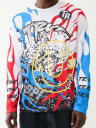 CAMISETA CON FLAMAS Y LOGOTIPO REFLECTANTE DE 02 Y TRUE RELIGION