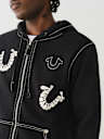 BIG T WARPED PUFF PRINT LOGO ZIP HOODIE