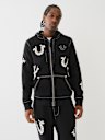 BIG T WARPED PUFF PRINT LOGO ZIP HOODIE