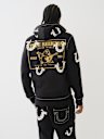 BIG T WARPED PUFF PRINT LOGO ZIP HOODIE