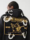 BIG T WARPED PUFF PRINT LOGO ZIP HOODIE