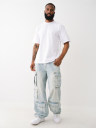 LIGHT WASH BAGGY CARGO JEAN