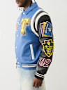 FAUX LEATHER PATCH EMBROIDERY VARSITY JACKET
