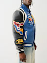FAUX LEATHER PATCH EMBROIDERY VARSITY JACKET