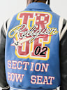 FAUX LEATHER PATCH EMBROIDERY VARSITY JACKET