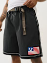 BELTED NYLON TRUE FLAG SHORT